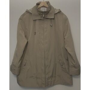 Giorgio Morandi Women's Jacket Beige Removable Hood Coat 3X Zip Parka Outdoor‎